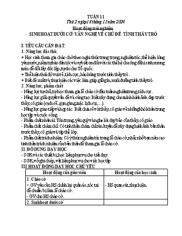 Kế hoạch bài dạy Lớp 5 - Thứ 2+3, Tuần 11 Năm học 2024-2025 (Nguyễn Thị Trinh)