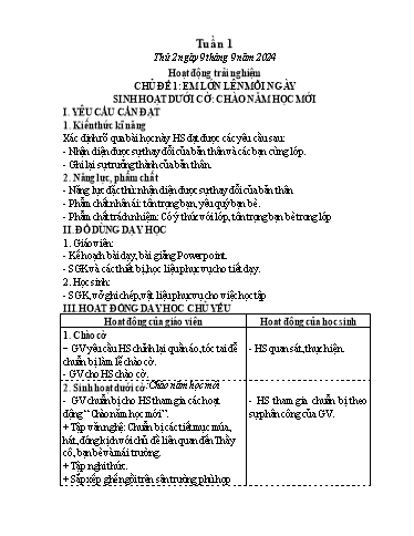 Kế hoạch bài dạy Lớp 5 - Thứ 2+3+4, Tuần 1 Năm học 2024-2025 (Phan Thị Ánh Tuyết)
