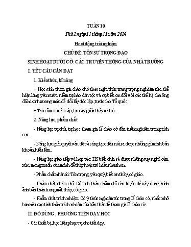 Kế hoạch bài dạy Lớp 5 - Thứ 2+3+4, Tuần 10 Năm học 2024-2025 (Phan Thị Huyền)