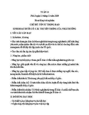 Kế hoạch bài dạy Lớp 5 - Thứ 2+3+4, Tuần 10 Năm học 2024-2025 (Phan Thị Ánh Tuyết)
