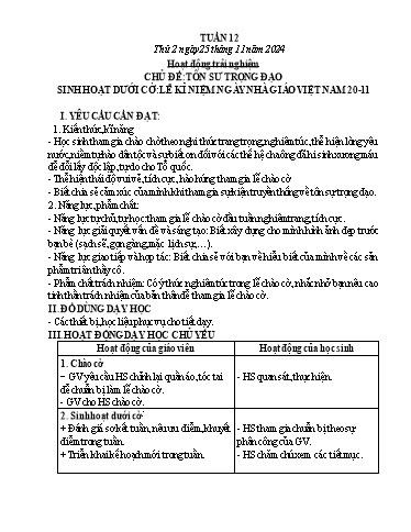 Kế hoạch bài dạy Lớp 5 - Thứ 2+3+4, Tuần 12 Năm học 2024-2025 (Nguyễn Thị Trinh)