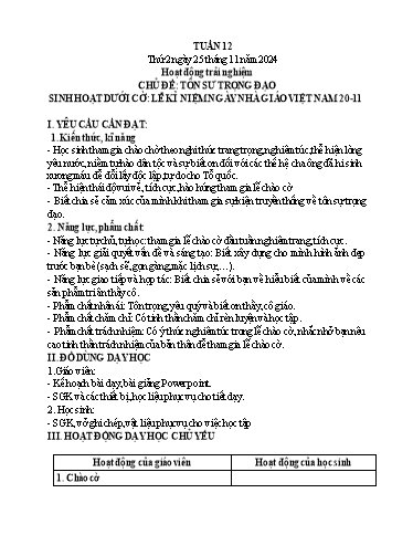 Kế hoạch bài dạy Lớp 5 - Thứ 2+3+4, Tuần 12 Năm học 2024-2025 (Phan Thị Ánh Tuyết)