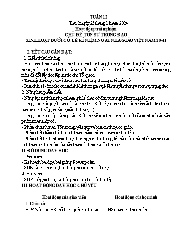 Kế hoạch bài dạy Lớp 5 - Thứ 2+3+4, Tuần 12 Năm học 2024-2025 (Phan Thị Huyền)