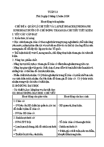 Kế hoạch bài dạy Lớp 5 - Thứ 2+3+4, Tuần 13 Năm học 2024-2025 (Phan Thị Ánh Tuyết)