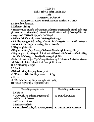 Kế hoạch bài dạy Lớp 5 - Thứ 2+3+4, Tuần 14 Năm học 2024-2025 (Phan Thị Ánh Tuyết)