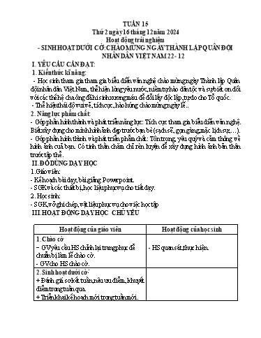 Kế hoạch bài dạy Lớp 5 - Thứ 2+3+4, Tuần 15 Năm học 2024-2025 (Phan Thị Ánh Tuyết)