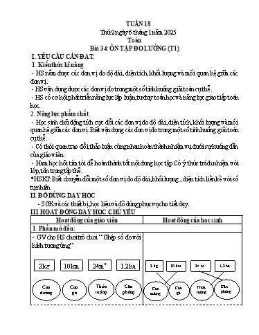 Kế hoạch bài dạy Lớp 5 - Thứ 2+3+4, Tuần 18 Năm học 2024-2025 (Phan Thị Huyền)