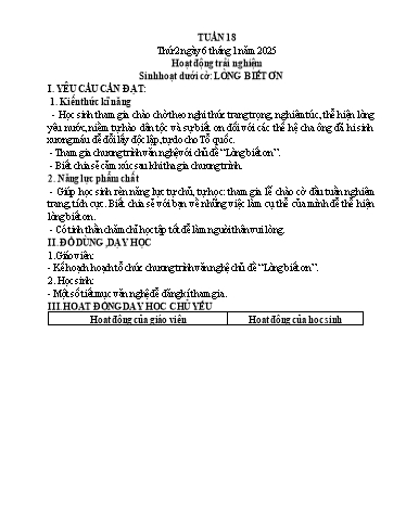 Kế hoạch bài dạy Lớp 5 - Thứ 2+3+4, Tuần 18 Năm học 2024-2025 (Phan Thị Ánh Tuyết)