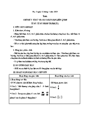 Kế hoạch bài dạy Lớp 5 - Thứ 2+3+4, Tuần 19 Năm học 2024-2025 (Phan Thị Huyền)