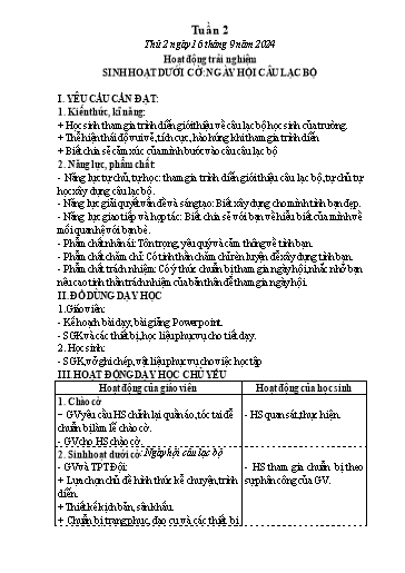 Kế hoạch bài dạy Lớp 5 - Thứ 2+3+4, Tuần 2 Năm học 2024-2025 (Nguyễn Thị Trinh)