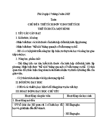 Kế hoạch bài dạy Lớp 5 - Thứ 2+3+4, Tuần 23 Năm học 2024-2025 (Phan Thị Huyền)