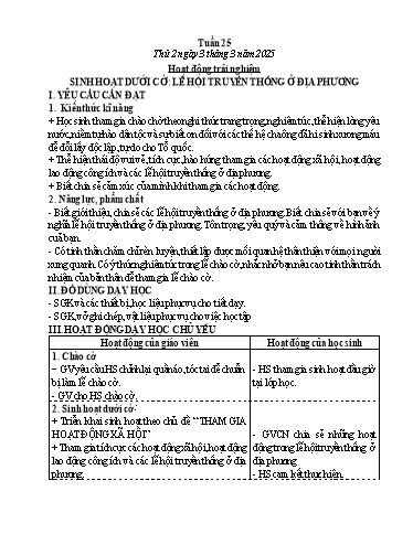 Kế hoạch bài dạy Lớp 5 - Thứ 2+3+4, Tuần 25 Năm học 2024-2025 (Phan Thị Ánh Tuyết)