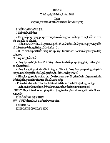 Kế hoạch bài dạy Lớp 5 - Thứ 2+3+4, Tuần 3 Năm học 2024-2025 (Phan Thị Huyền)