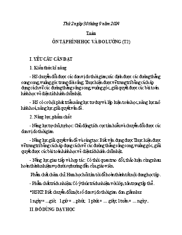 Kế hoạch bài dạy Lớp 5 - Thứ 2+3+4, Tuần 4 Năm học 2024-2025 (Phan Thị Huyền)