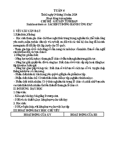 Kế hoạch bài dạy Lớp 5 - Thứ 2+3+4, Tuần 6 Năm học 2024-2025 (Phan Thị Ánh Tuyết)