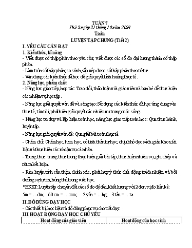 Kế hoạch bài dạy Lớp 5 - Thứ 2+3+4, Tuần 7 Năm học 2024-2025 (Phan Thị Huyền)