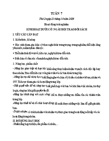 Kế hoạch bài dạy Lớp 5 - Thứ 2+3+4, Tuần 7 Năm học 2024-2025 (Phan Thị Ánh Tuyết)
