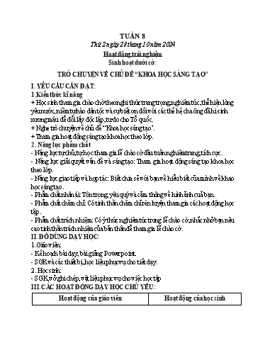 Kế hoạch bài dạy Lớp 5 - Thứ 2+3+4, Tuần 8 Năm học 2024-2025 (Nguyễn Thị Trinh)