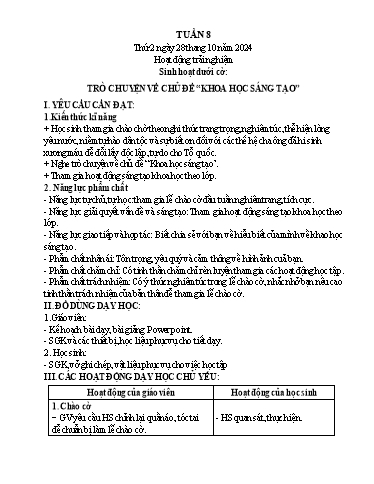 Kế hoạch bài dạy Lớp 5 - Thứ 2+3+4, Tuần 8 Năm học 2024-2025 (Phan Thị Ánh Tuyết)