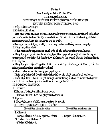 Kế hoạch bài dạy Lớp 5 - Thứ 2+3+4, Tuần 9 Năm học 2024-2025 (Phan Thị Ánh Tuyết)
