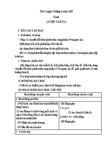 Kế hoạch bài dạy Lớp 5 - Thứ 5+6 (13/2 - 14/2/2025) Năm học 2024-2025 (Nguyễn Thị Trinh)