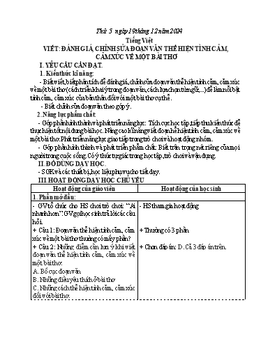 Kế hoạch bài dạy Lớp 5 - Thứ 5+6 (19/12 - 20/12/2024) Năm học 2024-2025 (Nguyễn Thị Trinh)