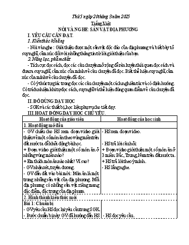 Kế hoạch bài dạy Lớp 5 - Thứ 5+6 (20/3 - 21/3/2025) Năm học 2024-2025 (Nguyễn Thị Trinh)