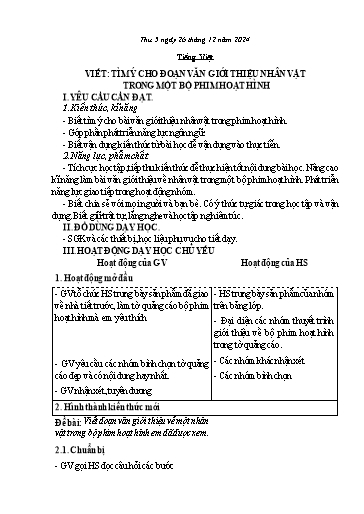 Kế hoạch bài dạy Lớp 5 - Thứ 5+6 (26/12 - 27/12/2024) Năm học 2024-2025 (Nguyễn Thị Trinh)
