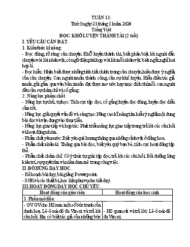 Kế hoạch bài dạy Lớp 5 - Thứ 5+6, Tuần 11 Năm học 2024-2025 (Phan Thị Ánh Tuyết)