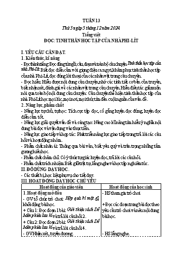 Kế hoạch bài dạy Lớp 5 - Thứ 5+6, Tuần 13 Năm học 2024-2025 (Phan Thị Ánh Tuyết)