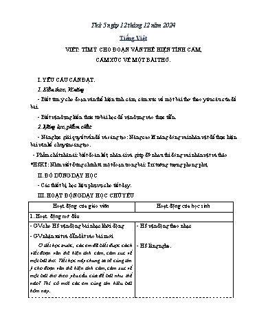Kế hoạch bài dạy Lớp 5 - Thứ 5+6, Tuần 14 Năm học 2024-2025 (Phan Thị Huyền)