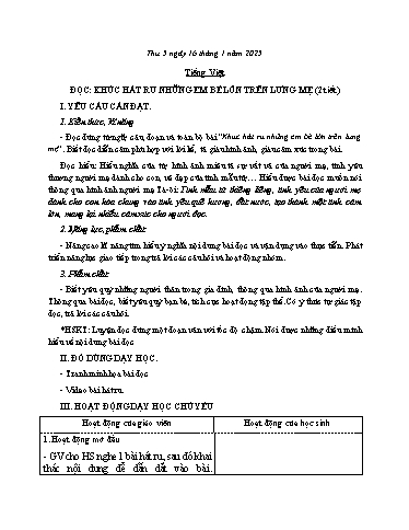 Kế hoạch bài dạy Lớp 5 - Thứ 5+6, Tuần 19 Năm học 2024-2025 (Phan Thị Huyền)