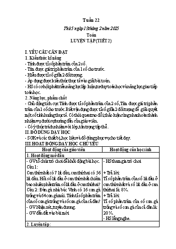 Kế hoạch bài dạy Lớp 5 - Thứ 5+6, Tuần 22 Năm học 2024-2025 (Phan Thị Ánh Tuyết)