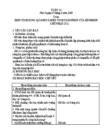 Kế hoạch bài dạy Lớp 5 - Thứ 5+6, Tuần 24 Năm học 2024-2025 (Phan Thị Ánh Tuyết)