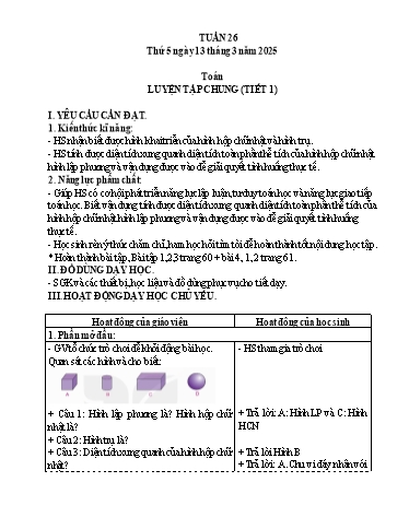 Kế hoạch bài dạy Lớp 5 - Thứ 5+6, Tuần 26 Năm học 2024-2025 (Phan Thị Ánh Tuyết)