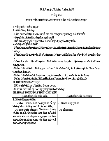 Kế hoạch bài dạy Lớp 5 - Thứ 5+6, Tuần 3 Năm học 2024-2025 (Nguyễn Thị Trinh)