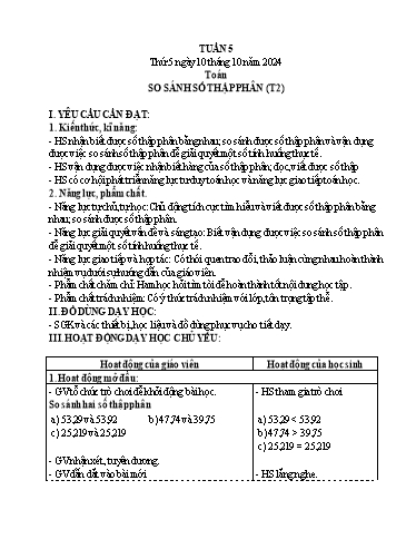 Kế hoạch bài dạy Lớp 5 - Thứ 5+6, Tuần 5 Năm học 2024-2025 (Phan Thị Ánh Tuyết)