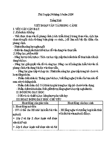 Kế hoạch bài dạy Lớp 5 - Thứ 5+6, Tuần 7 Năm học 2024-2025 (Nguyễn Thị Trinh)