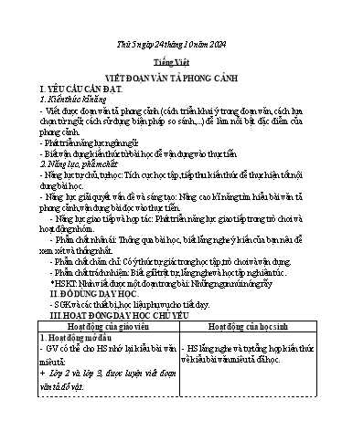 Kế hoạch bài dạy Lớp 5 - Thứ 5+6, Tuần 7 Năm học 2024-2025 (Phan Thị Huyền)