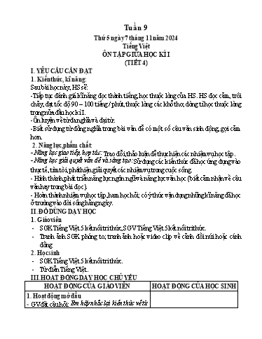 Kế hoạch bài dạy Lớp 5 - Thứ 5+6, Tuần 9 Năm học 2024-2025 (Phan Thị Ánh Tuyết)